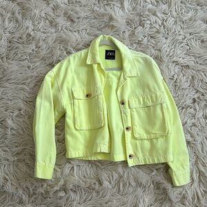 Zara Neon Yellow Denim Jacket